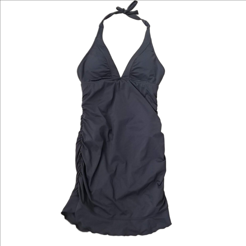 Strappy One Piece Tankini Swimsuit In Charcoal Black Xs UPF 50+